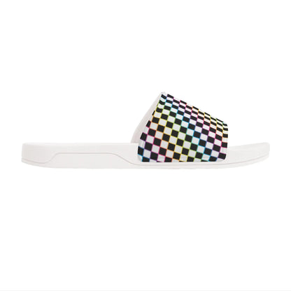 Rainbow Checkers Slide Sandals