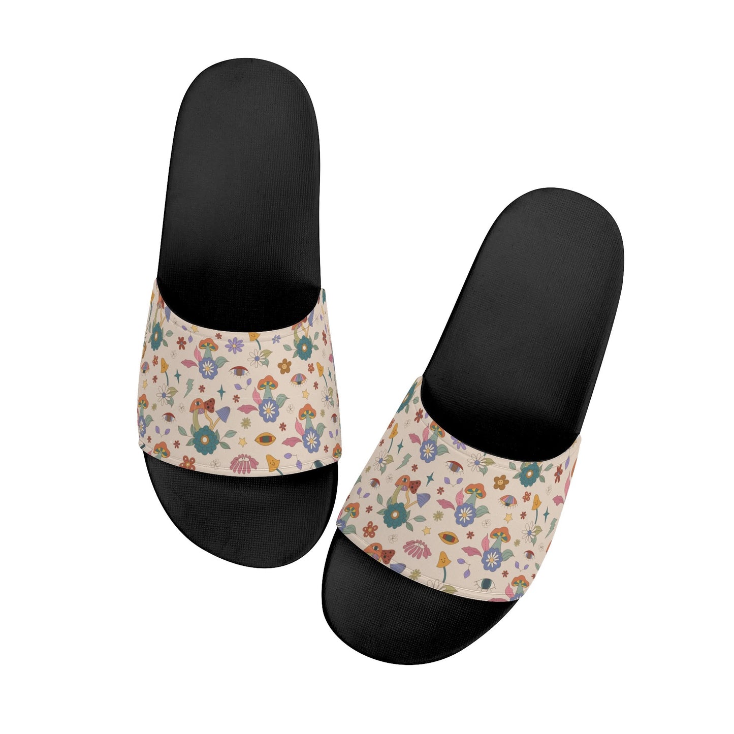 Flowers and Shrooms - Womens Slide Sandals