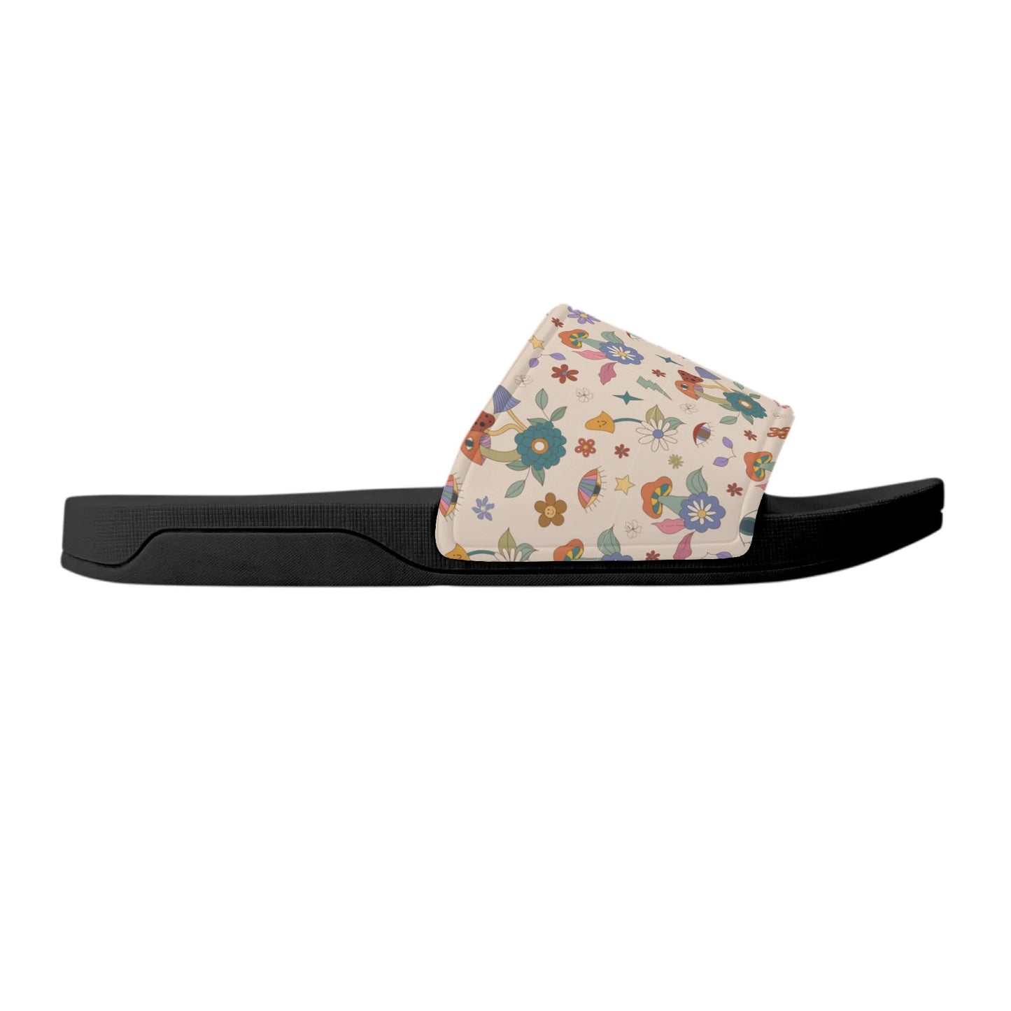 Flowers and Shrooms - Womens Slide Sandals