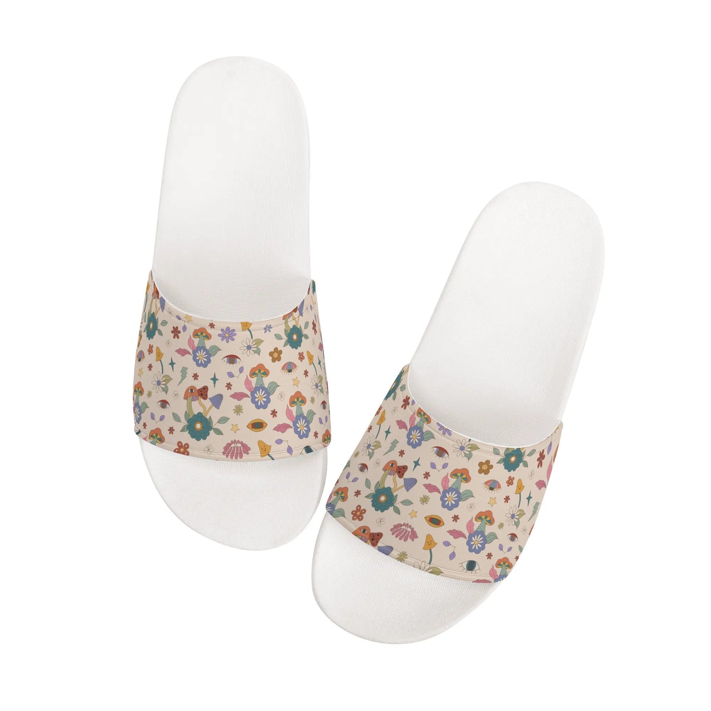 Flowers and Shrooms - Womens Slide Sandals