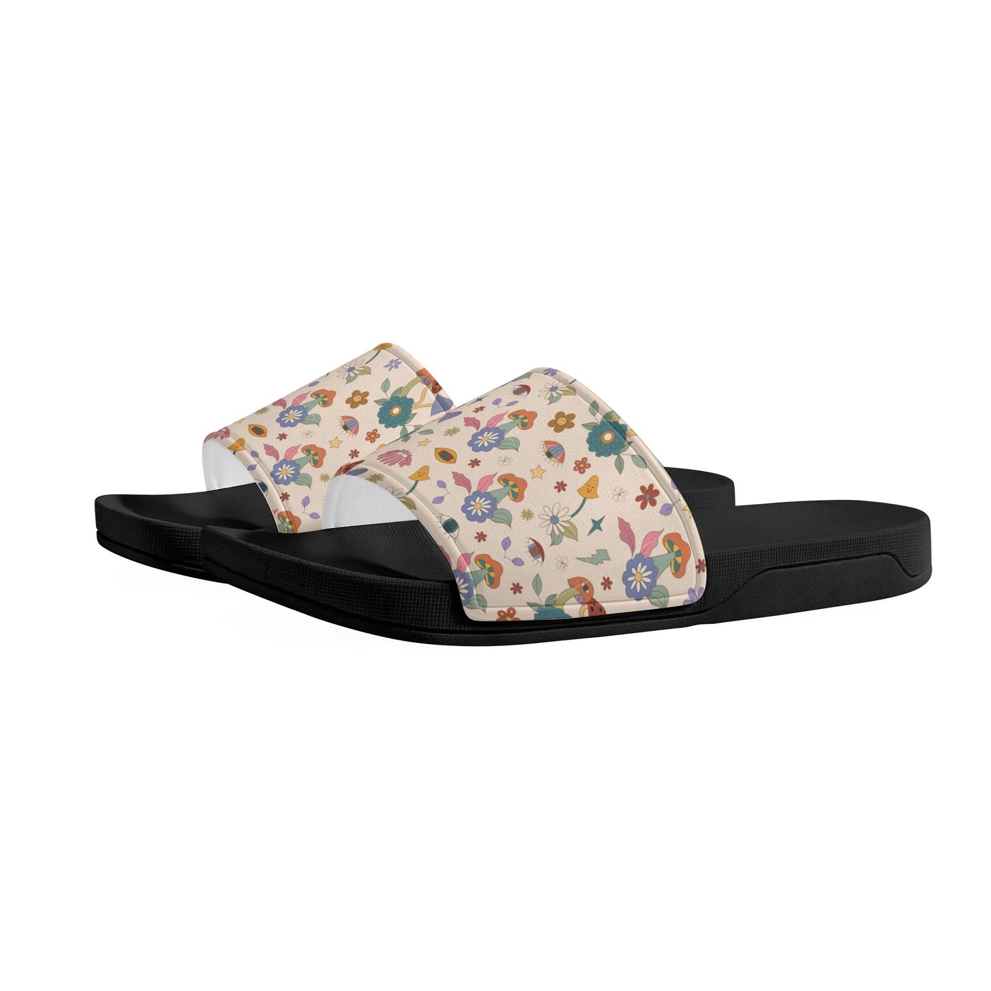 Flowers and Shrooms - Womens Slide Sandals