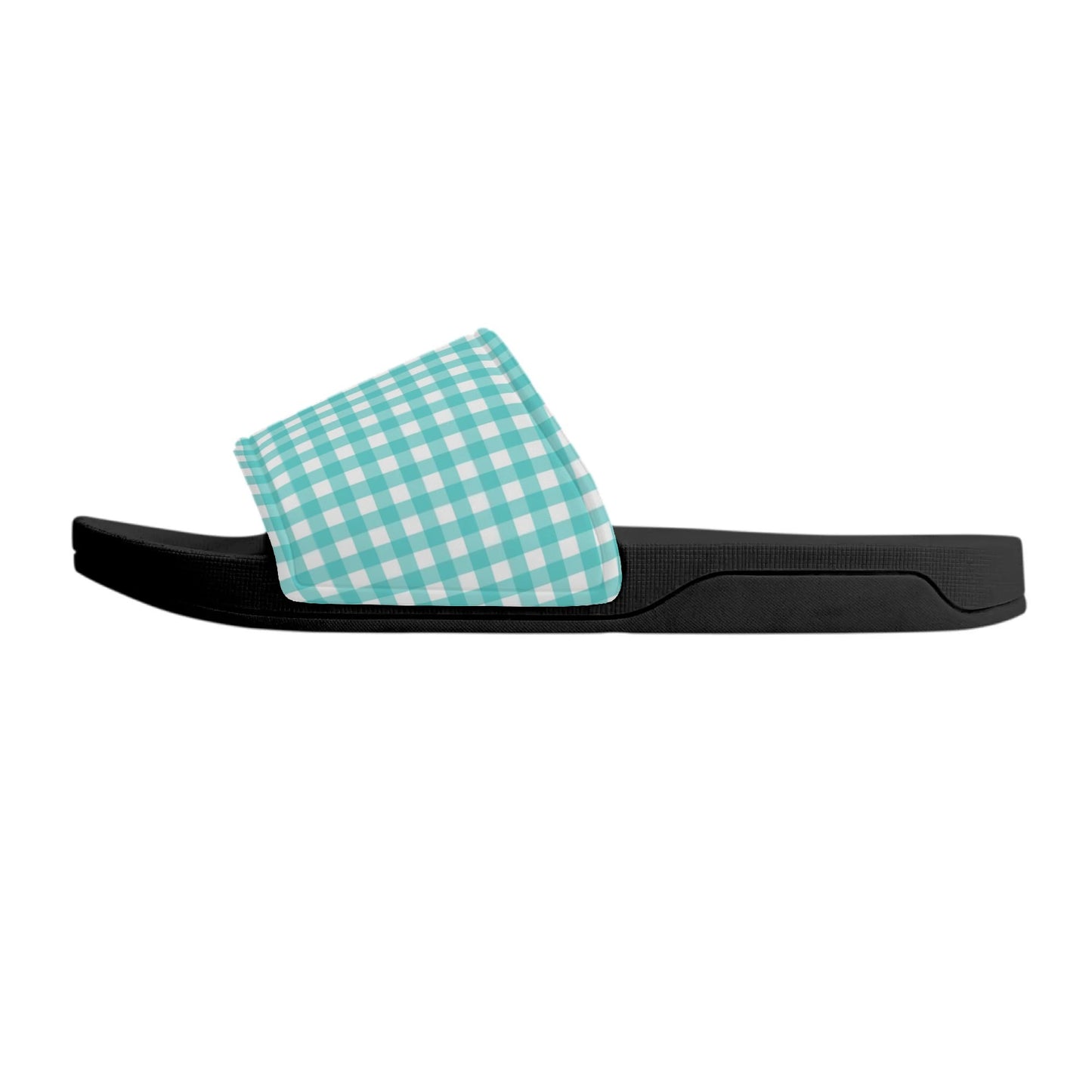 Turquoise Plaid - Womens Slide Sandals