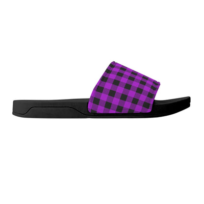 Pink and Black Plaid - Womens Slide Sandals