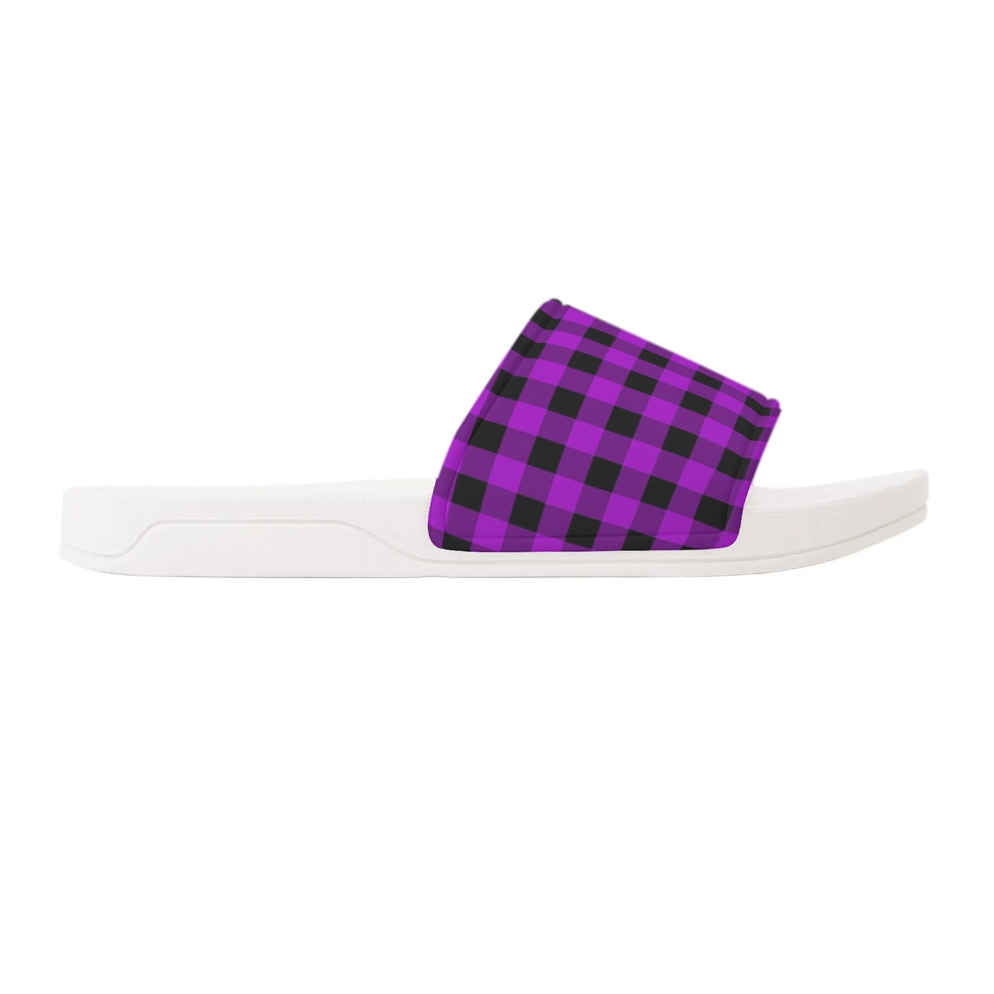 Pink and Black Plaid - Womens Slide Sandals