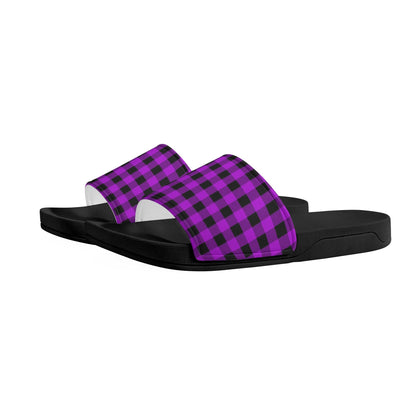 Pink and Black Plaid - Womens Slide Sandals