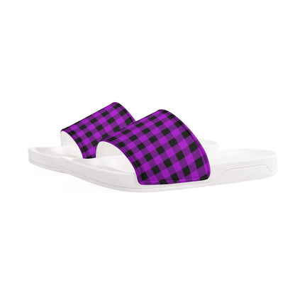 Pink and Black Plaid - Womens Slide Sandals