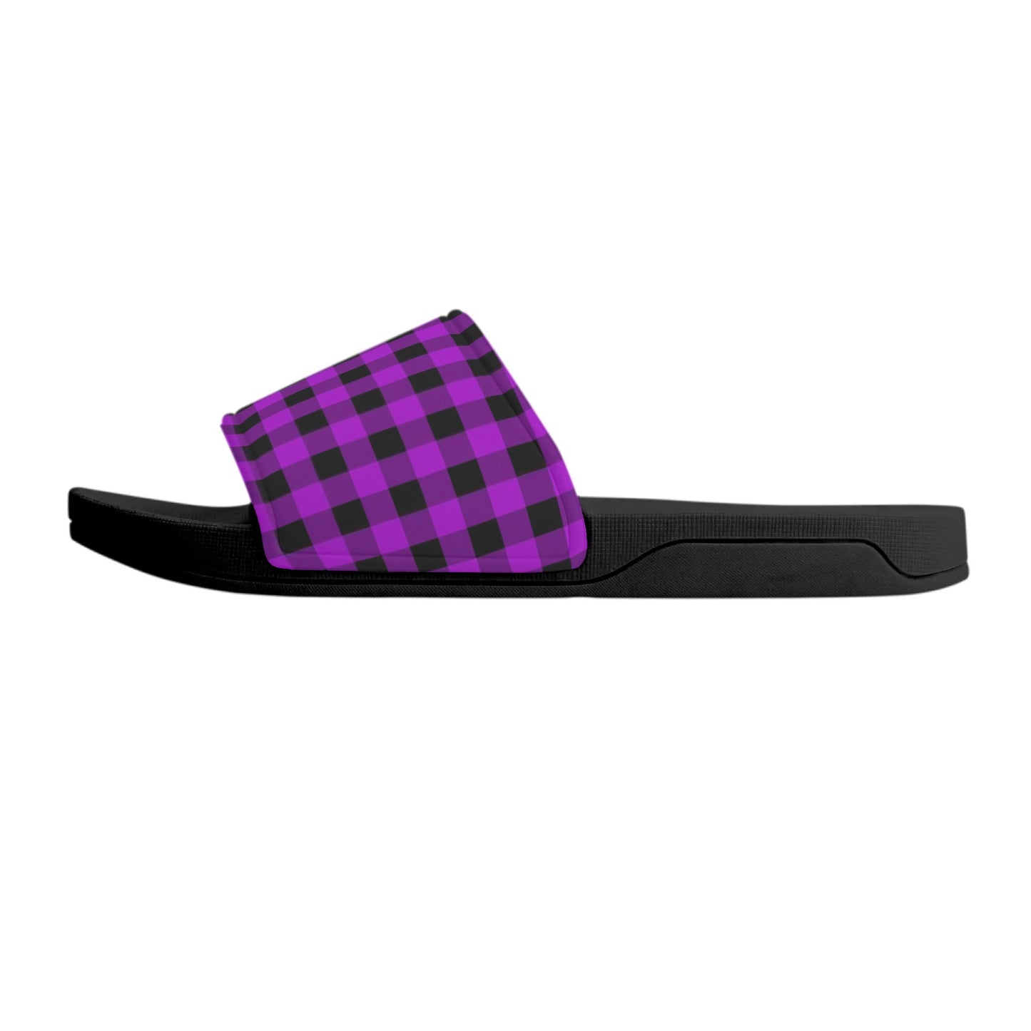 Pink and Black Plaid - Womens Slide Sandals