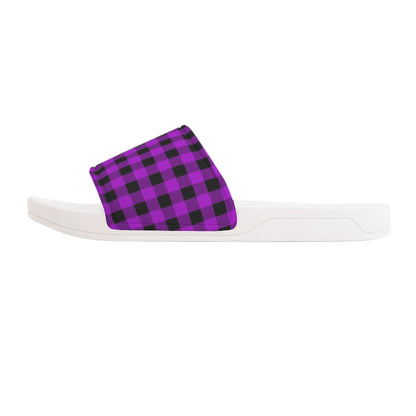 Pink and Black Plaid - Womens Slide Sandals