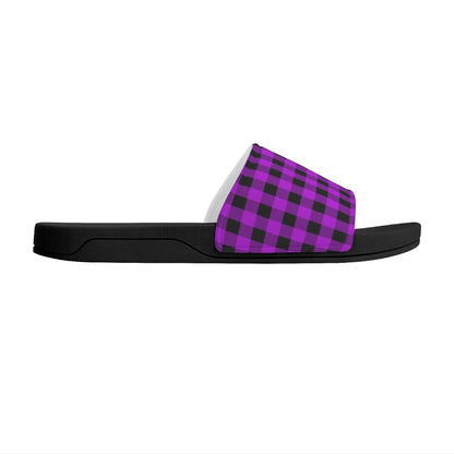 Pink and Black Plaid - Womens Slide Sandals