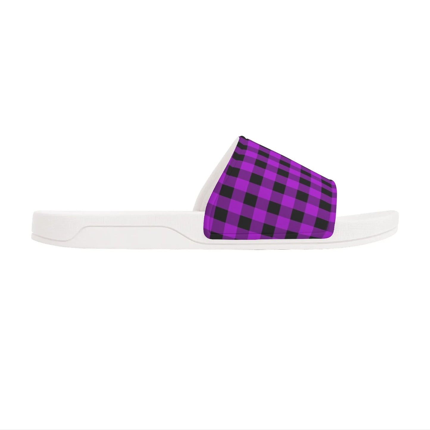 Pink and Black Plaid - Womens Slide Sandals