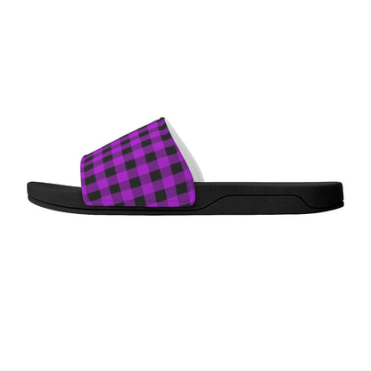 Pink and Black Plaid - Womens Slide Sandals