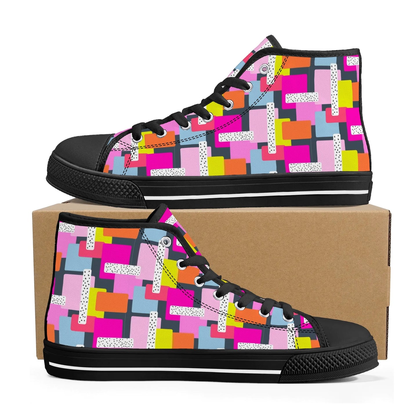 Womens High Top Canvas Shoes - Customized Tongue