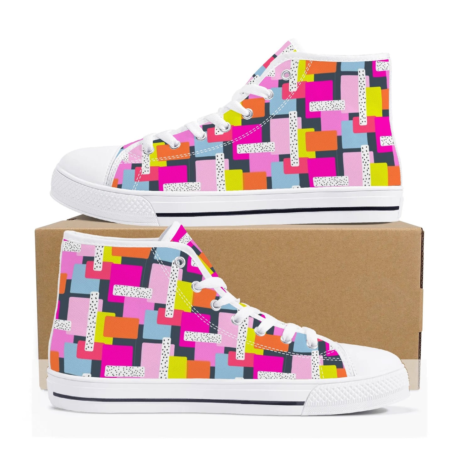 Womens High Top Canvas Shoes - Customized Tongue