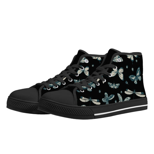 So FLY Black- Womens High Top Canvas Shoes - Customized Tongue