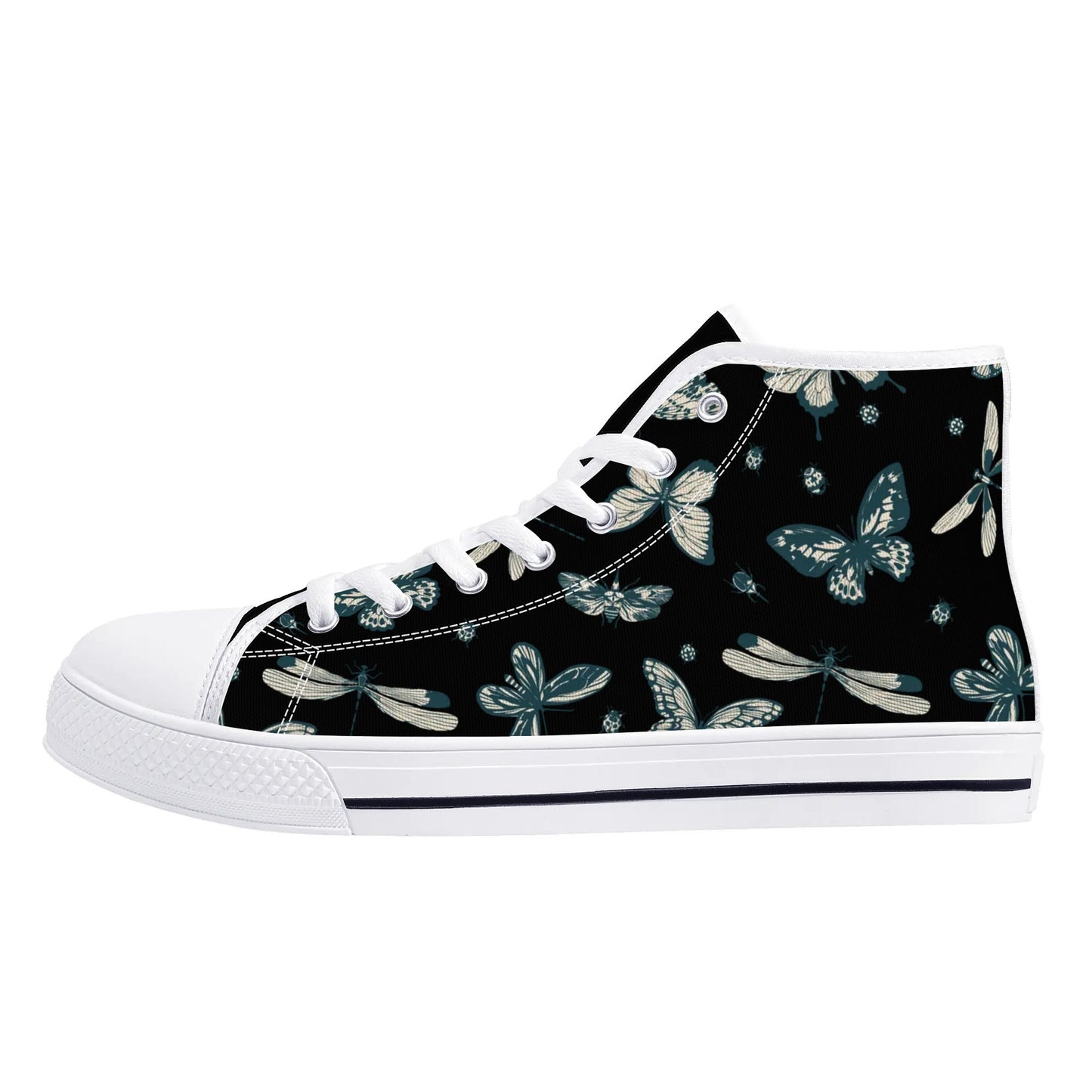 So FLY Black- Womens High Top Canvas Shoes - Customized Tongue