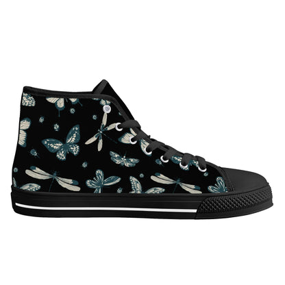 So FLY Black- Womens High Top Canvas Shoes - Customized Tongue