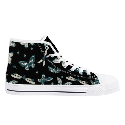 So FLY Black- Womens High Top Canvas Shoes - Customized Tongue