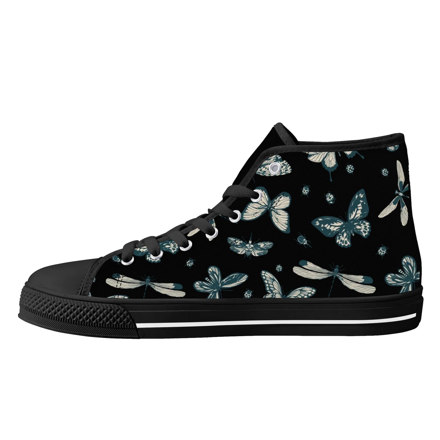 So FLY Black- Womens High Top Canvas Shoes - Customized Tongue