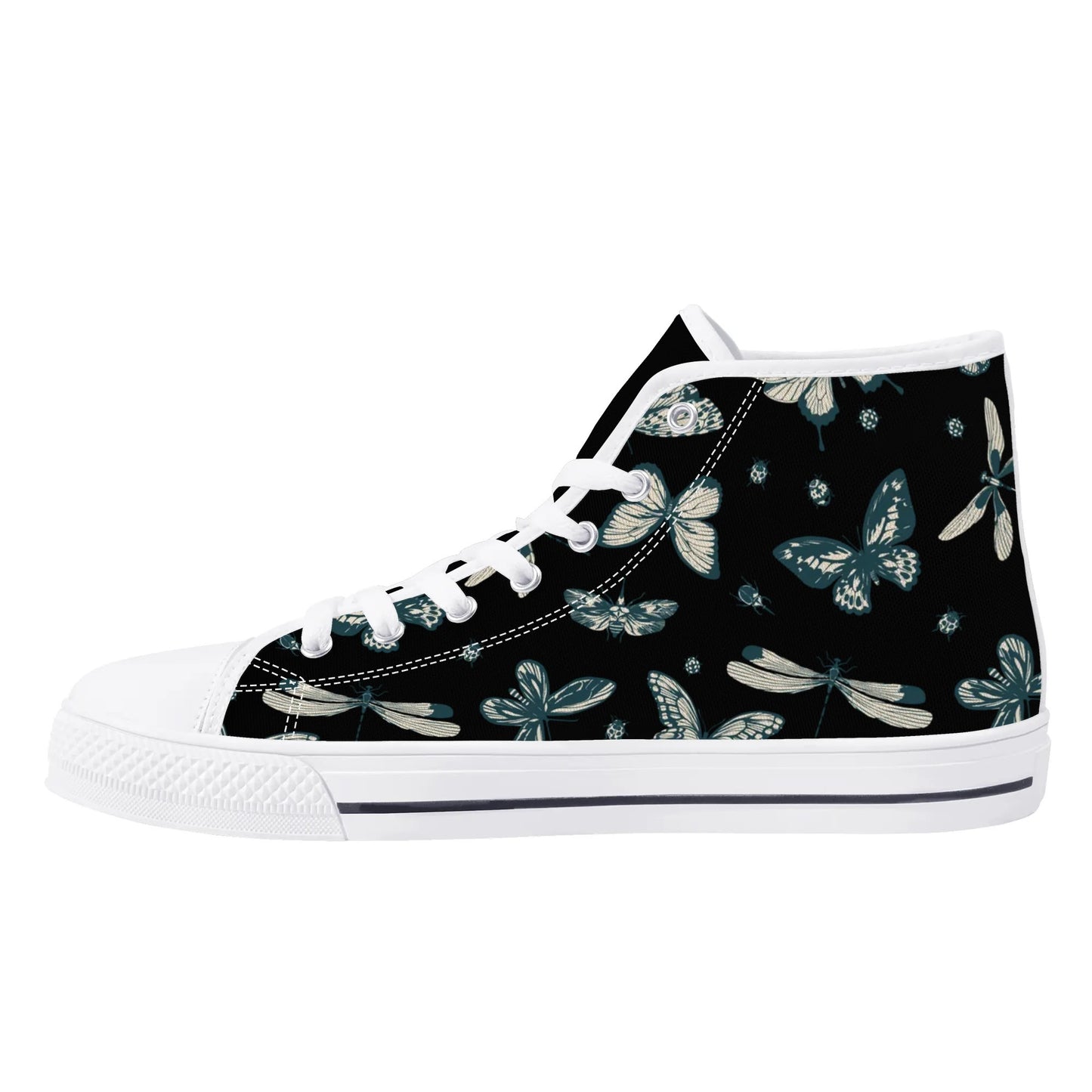 So FLY Black- Womens High Top Canvas Shoes - Customized Tongue