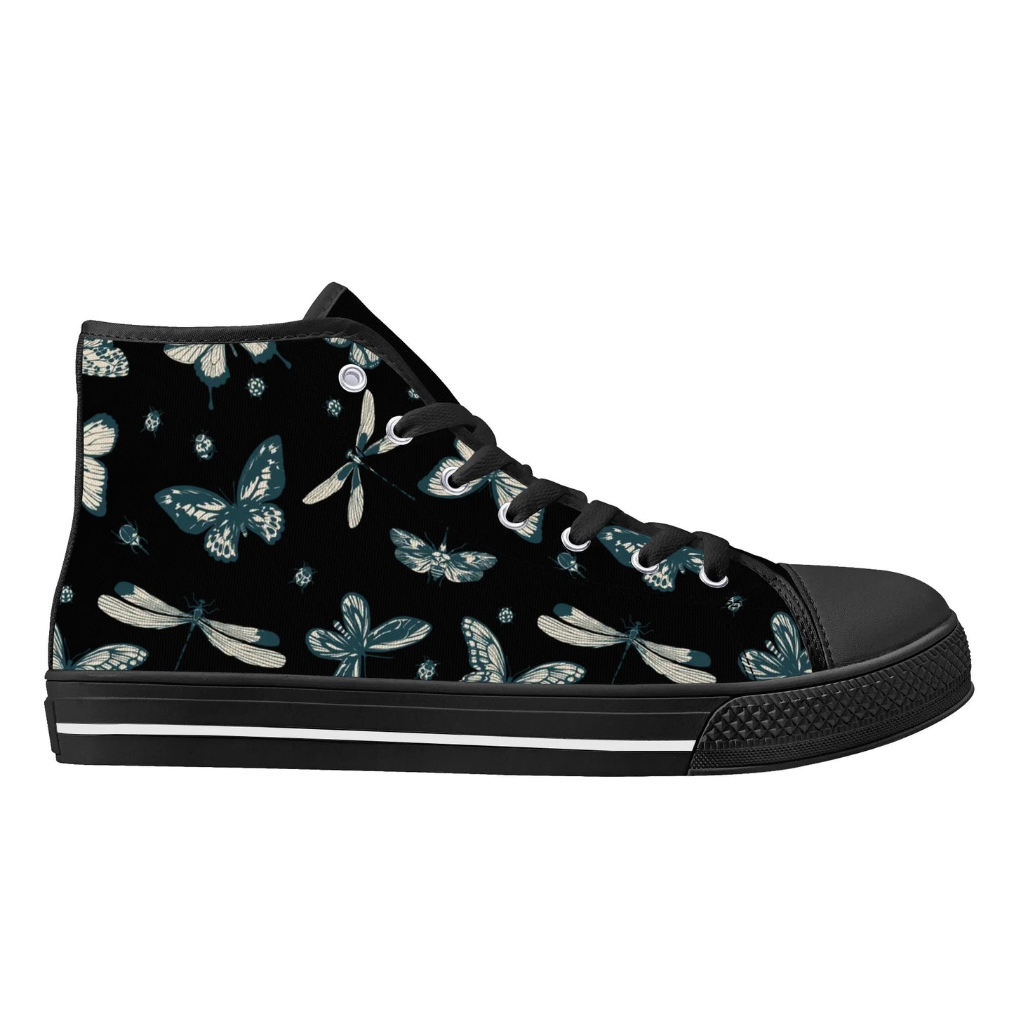 So FLY Black- Womens High Top Canvas Shoes - Customized Tongue