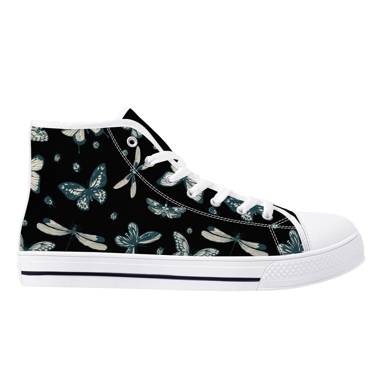 So FLY Black- Womens High Top Canvas Shoes - Customized Tongue