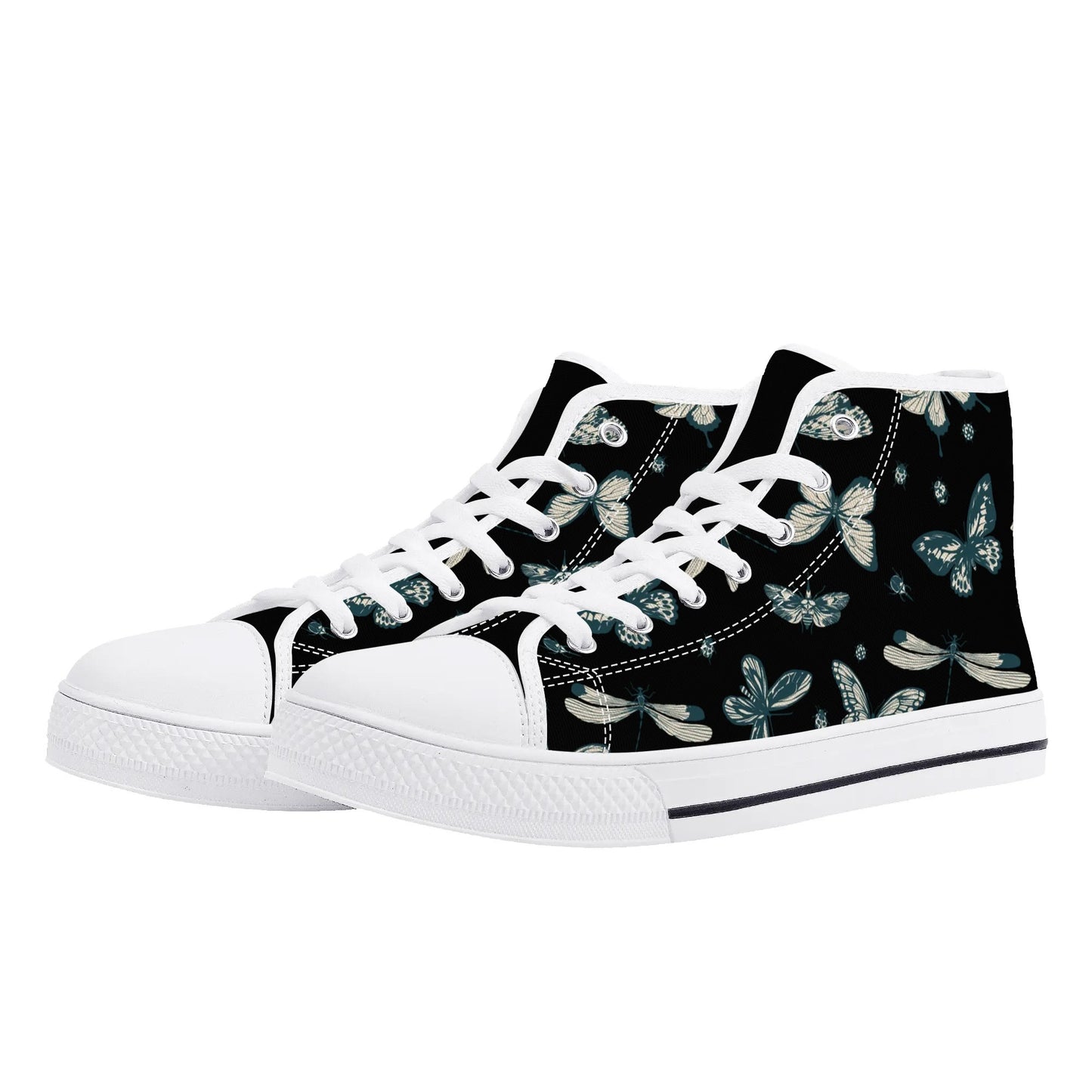 So FLY Black- Womens High Top Canvas Shoes - Customized Tongue