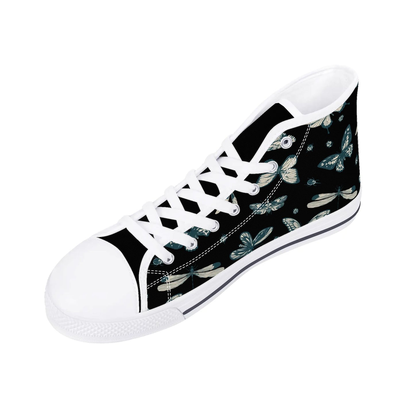 So FLY Black- Womens High Top Canvas Shoes - Customized Tongue