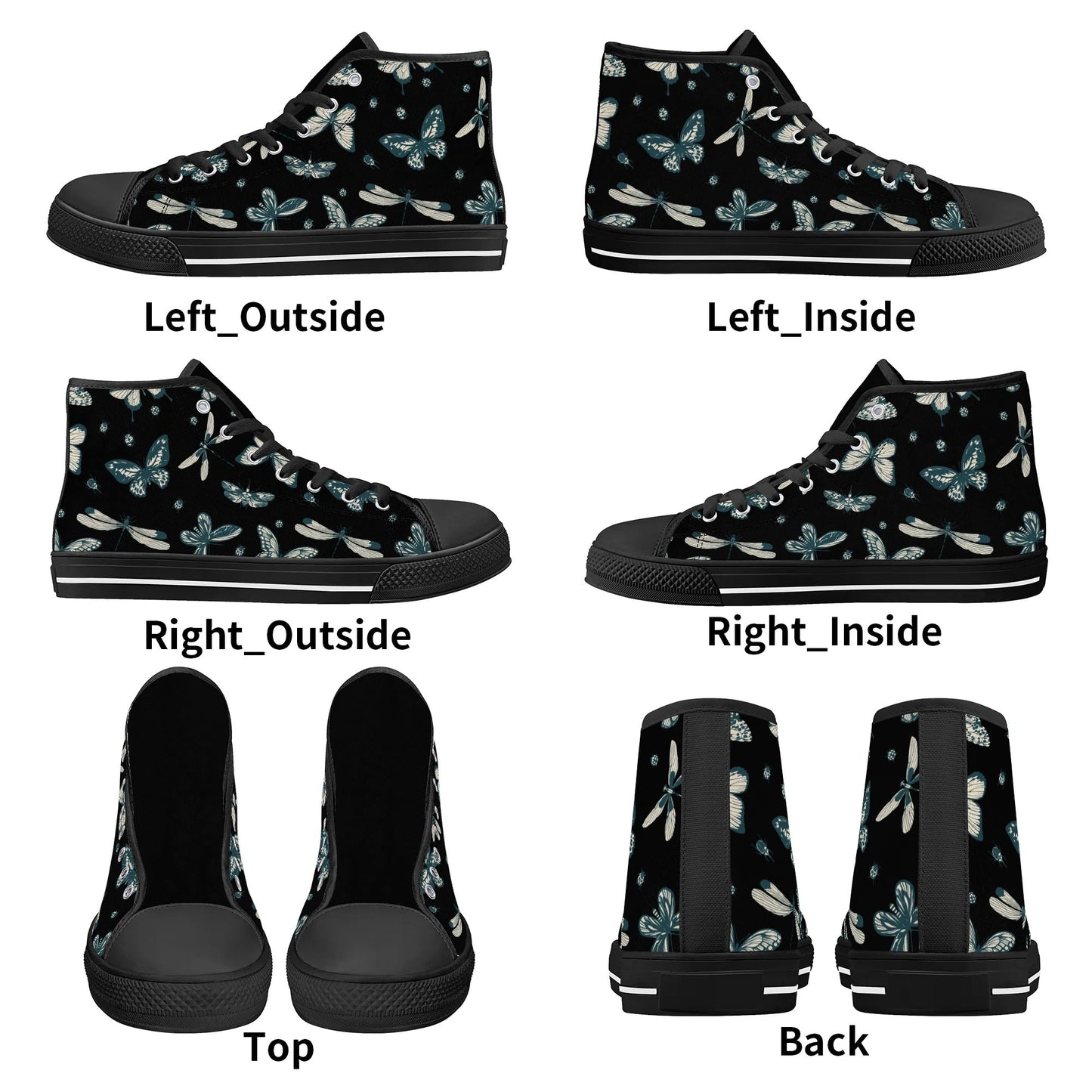 So FLY Black- Womens High Top Canvas Shoes - Customized Tongue