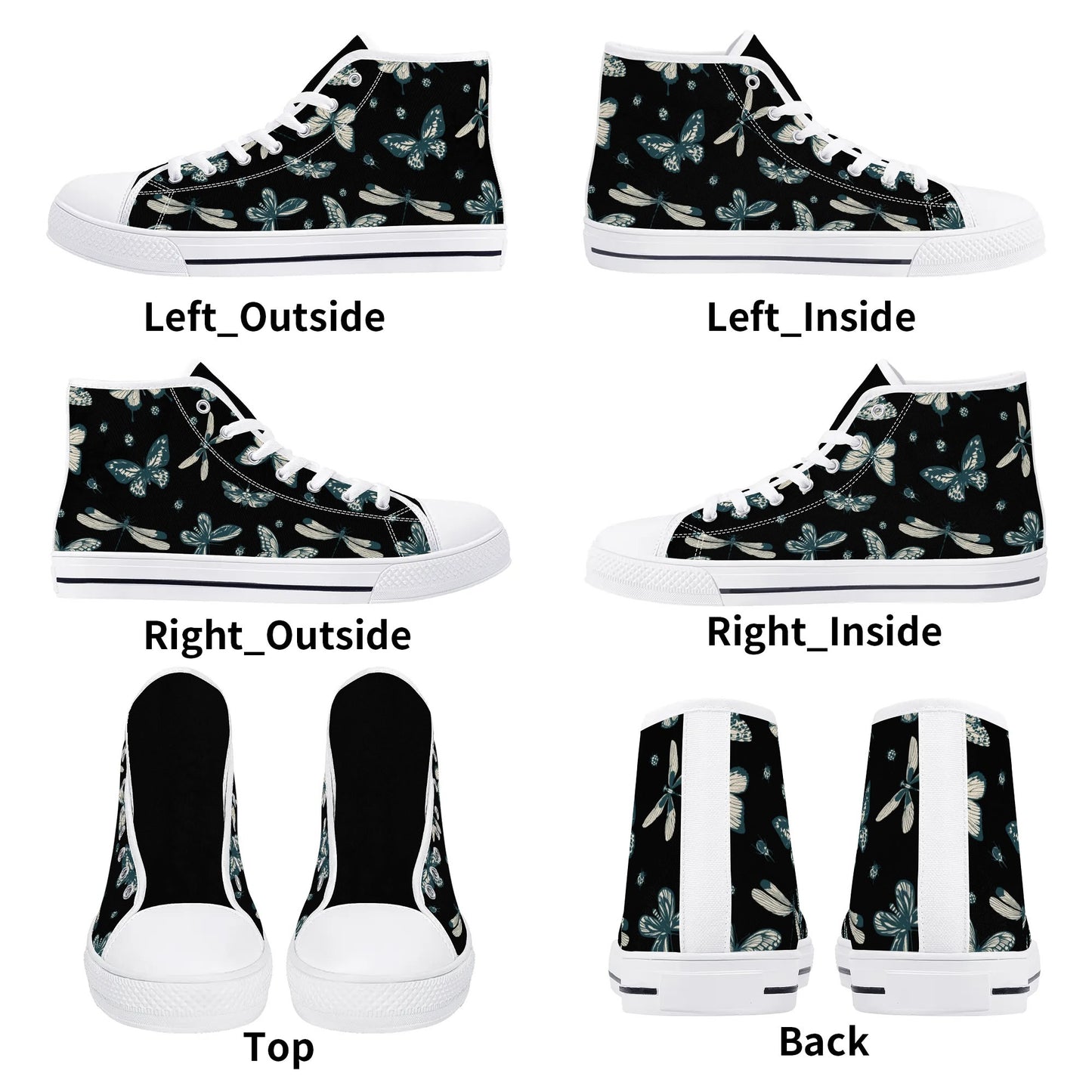 So FLY Black- Womens High Top Canvas Shoes - Customized Tongue