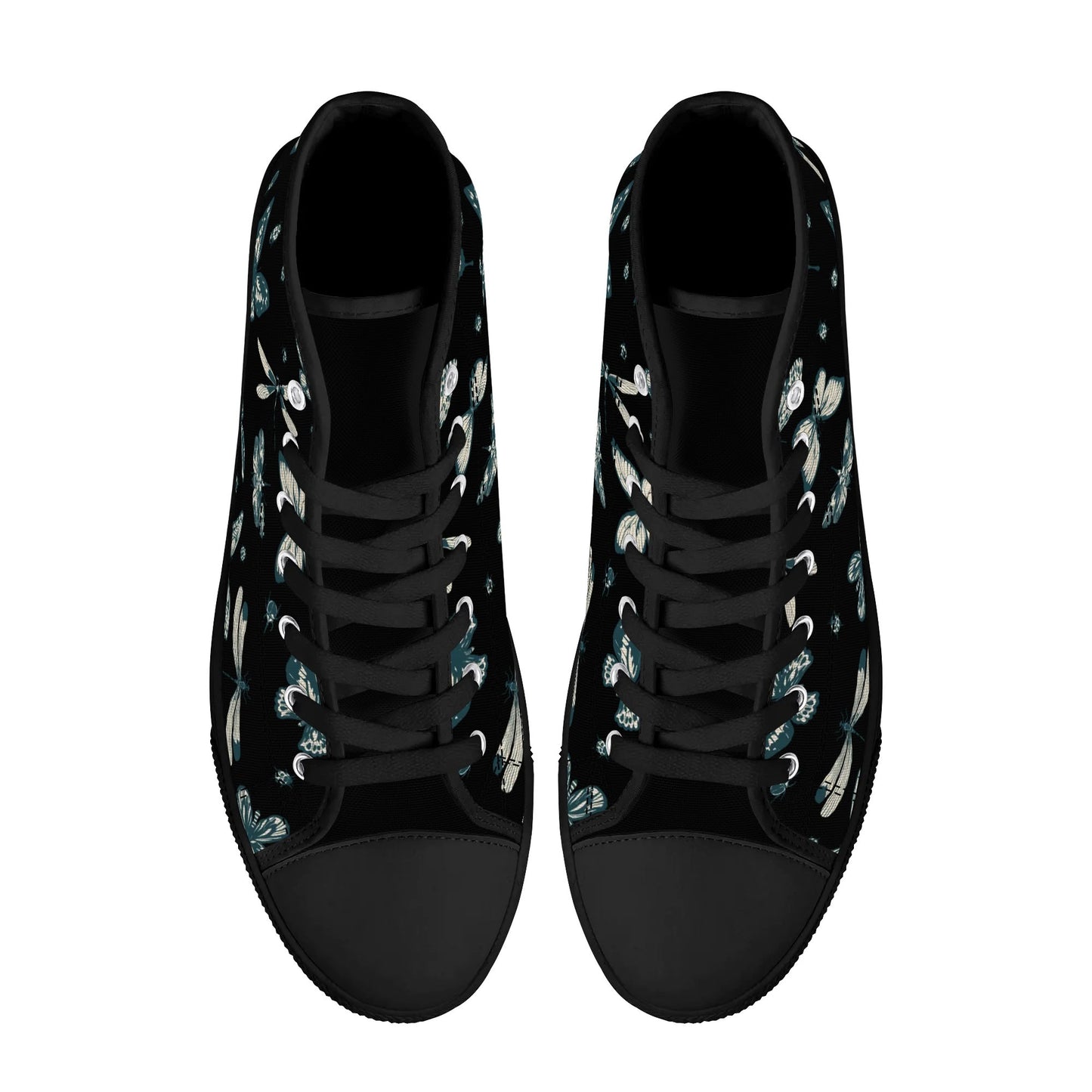 So FLY Black- Womens High Top Canvas Shoes - Customized Tongue