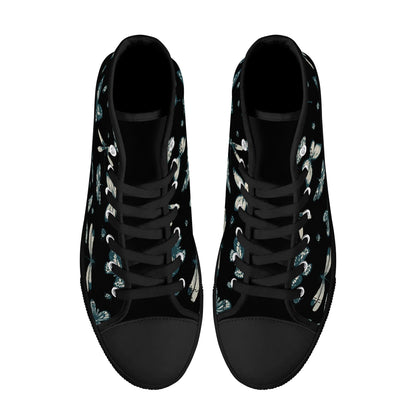 So FLY Black- Womens High Top Canvas Shoes - Customized Tongue