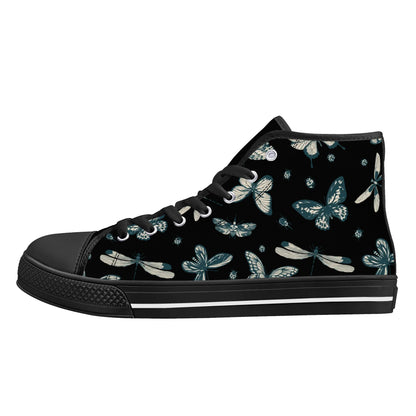 So FLY Black- Womens High Top Canvas Shoes - Customized Tongue