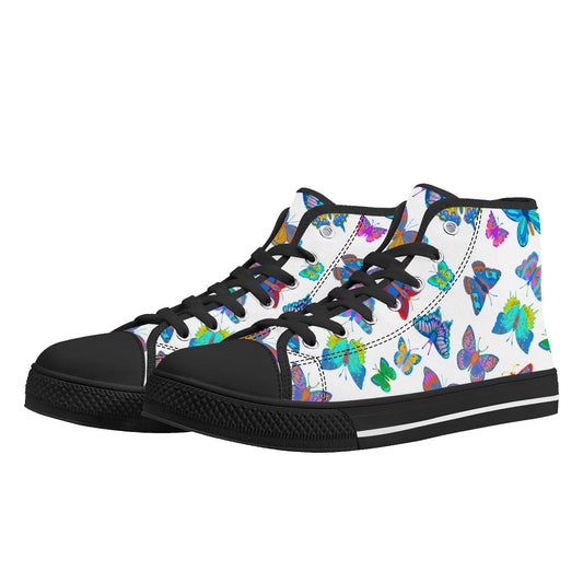 Rainbow Butterfly - Womens High Top Canvas Shoes