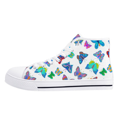 Rainbow Butterfly - Womens High Top Canvas Shoes