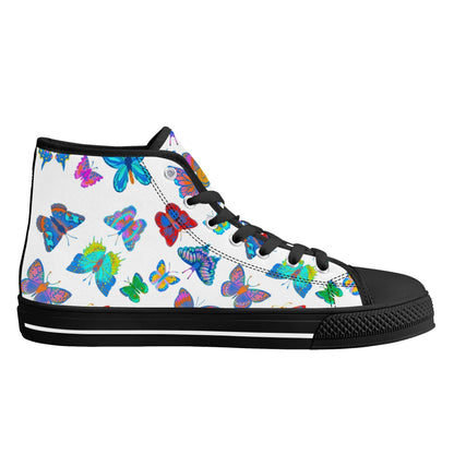 Rainbow Butterfly - Womens High Top Canvas Shoes