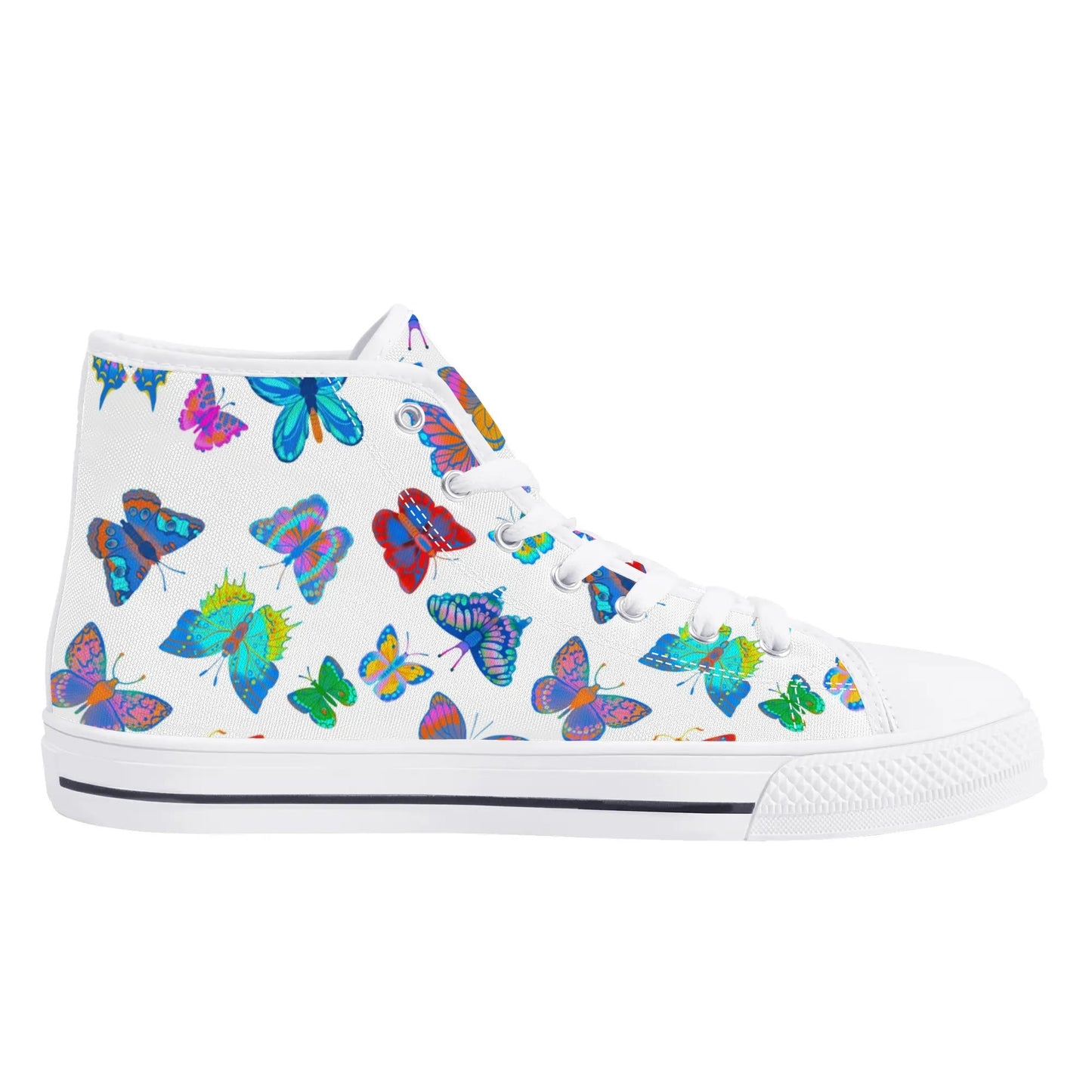 Rainbow Butterfly - Womens High Top Canvas Shoes