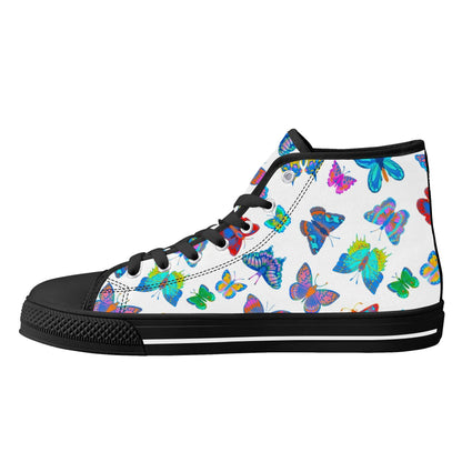 Rainbow Butterfly - Womens High Top Canvas Shoes