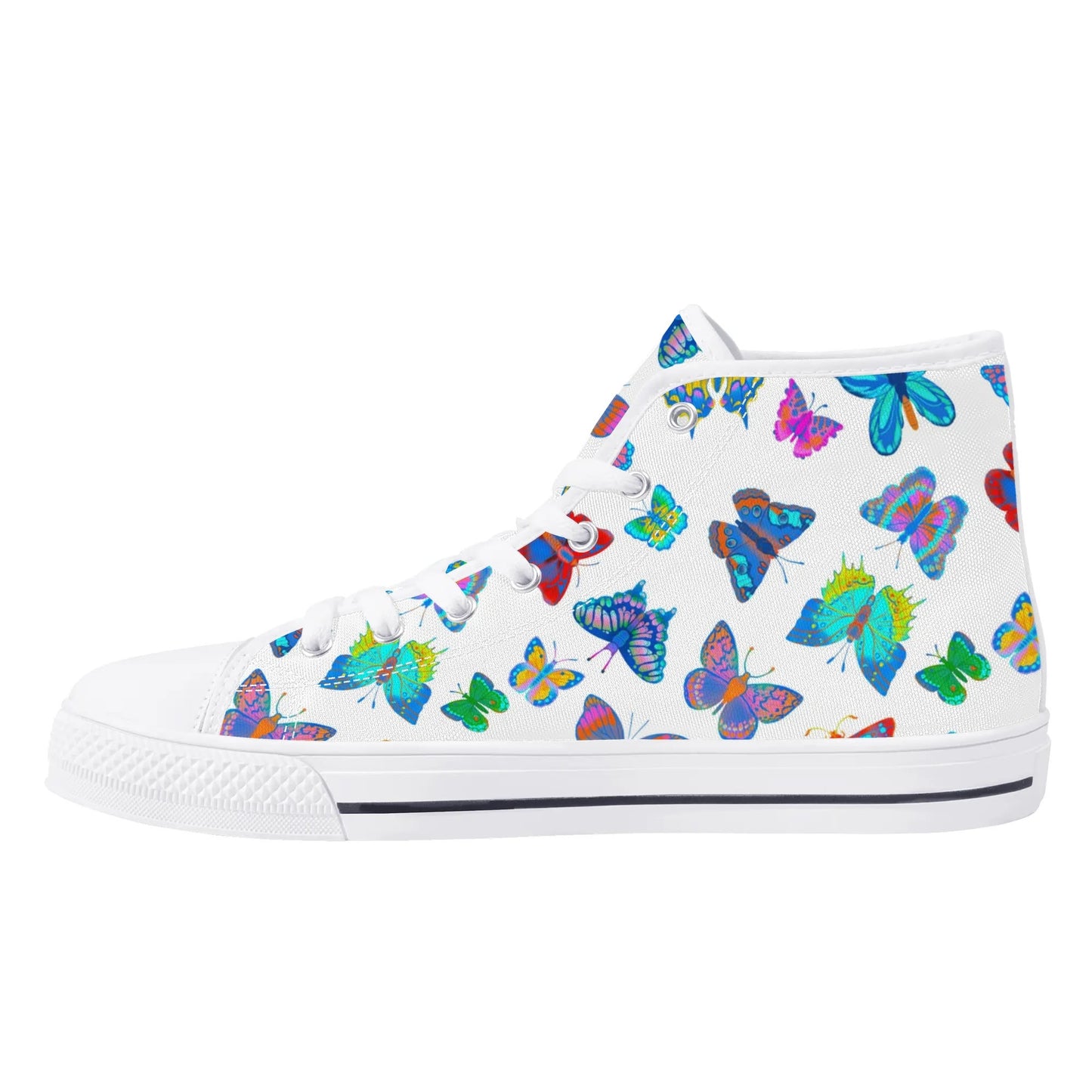 Rainbow Butterfly - Womens High Top Canvas Shoes