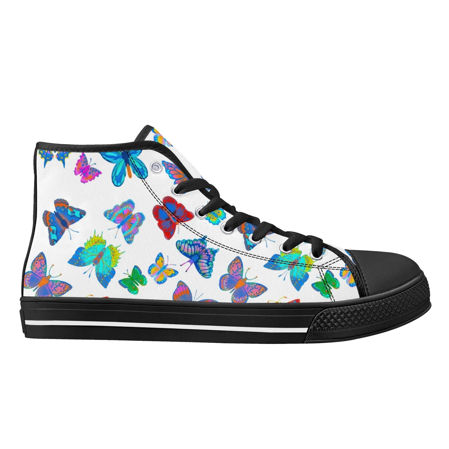 Rainbow Butterfly - Womens High Top Canvas Shoes