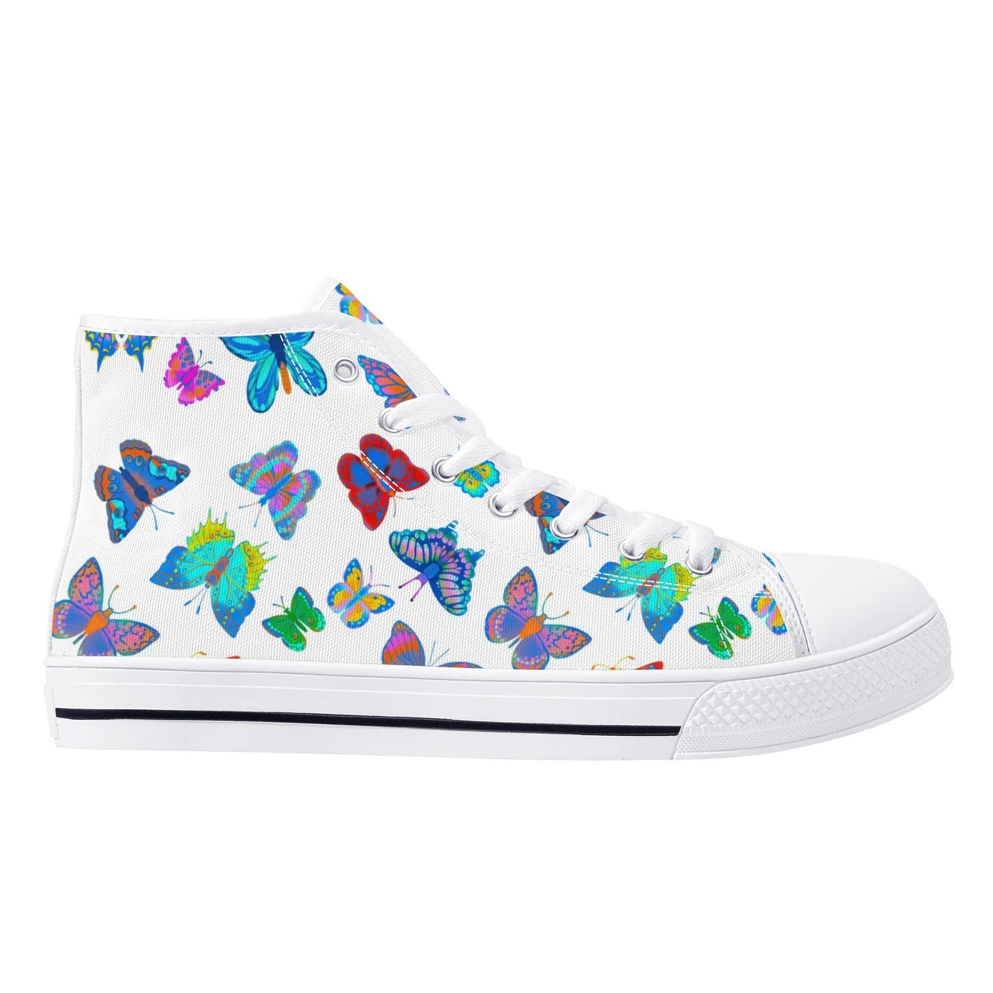 Rainbow Butterfly - Womens High Top Canvas Shoes