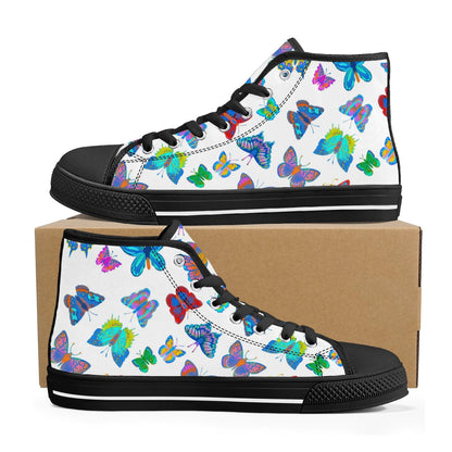 Rainbow Butterfly - Womens High Top Canvas Shoes