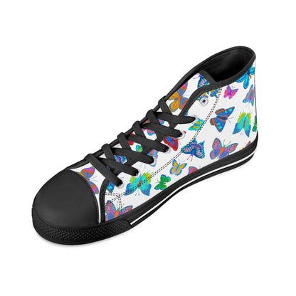 Rainbow Butterfly - Womens High Top Canvas Shoes