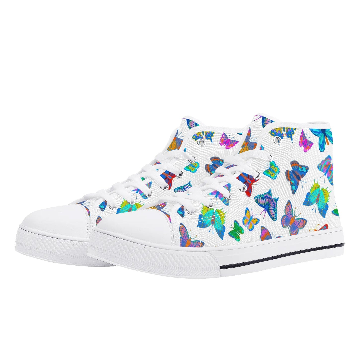 Rainbow Butterfly - Womens High Top Canvas Shoes