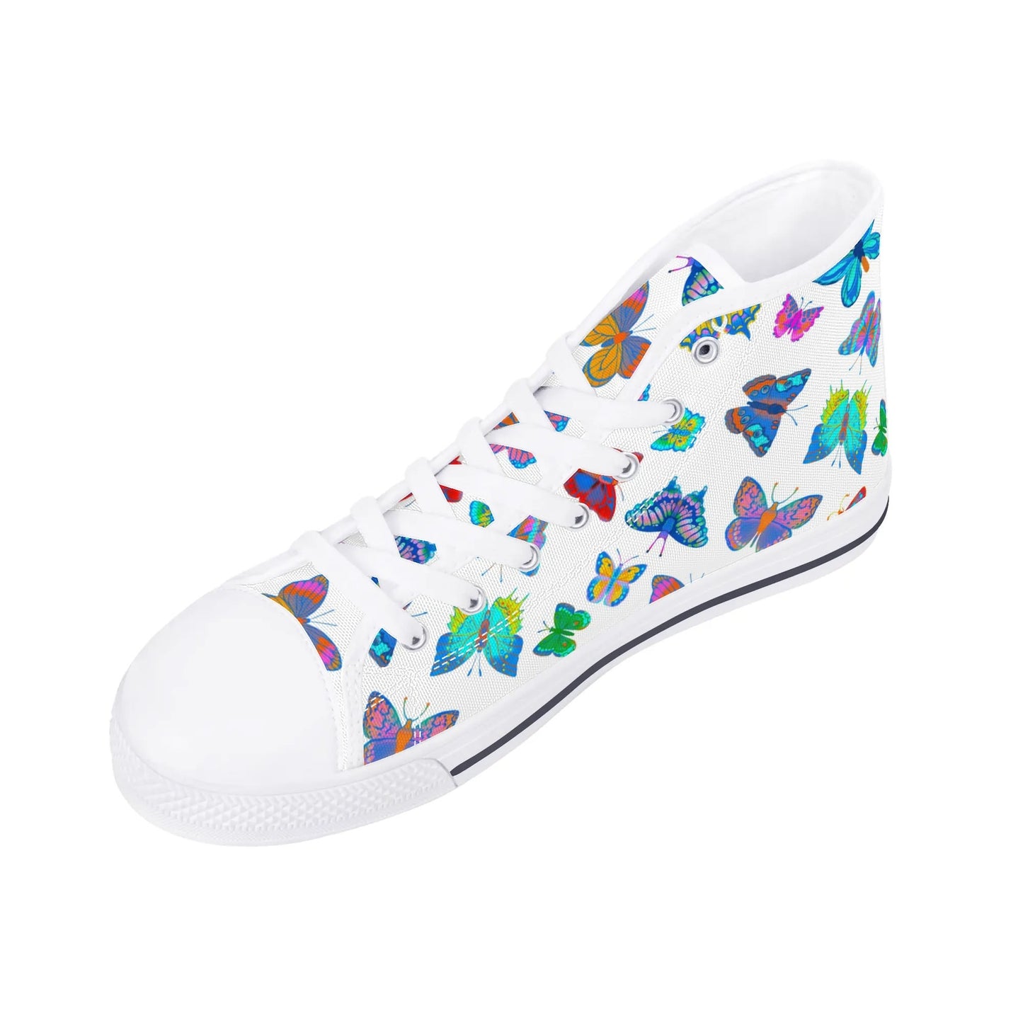 Rainbow Butterfly - Womens High Top Canvas Shoes