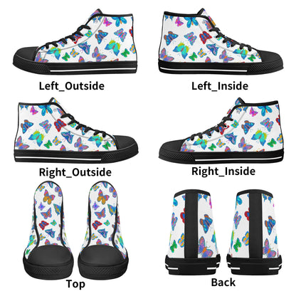 Rainbow Butterfly - Womens High Top Canvas Shoes