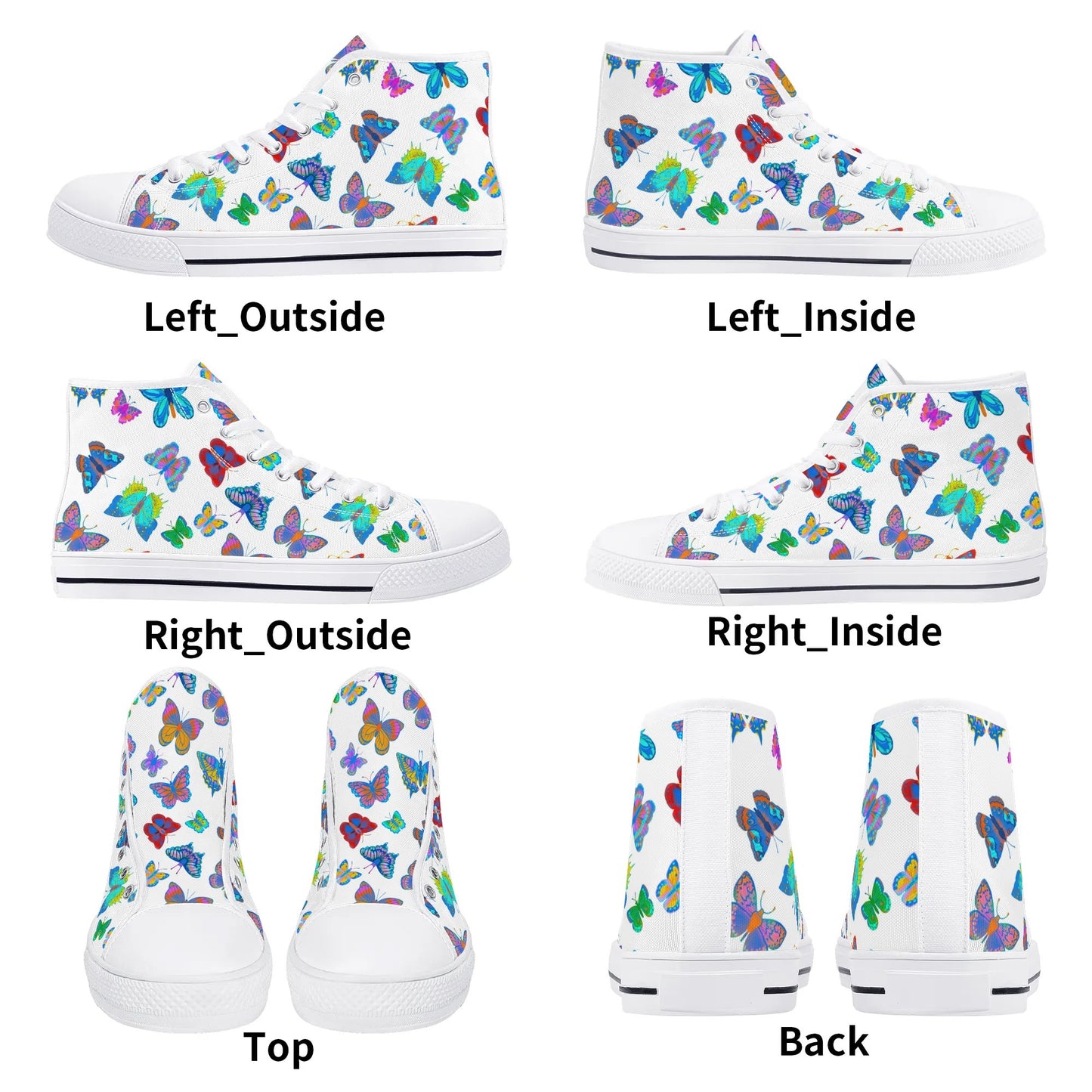 Rainbow Butterfly - Womens High Top Canvas Shoes