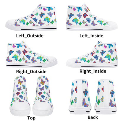 Rainbow Butterfly - Womens High Top Canvas Shoes