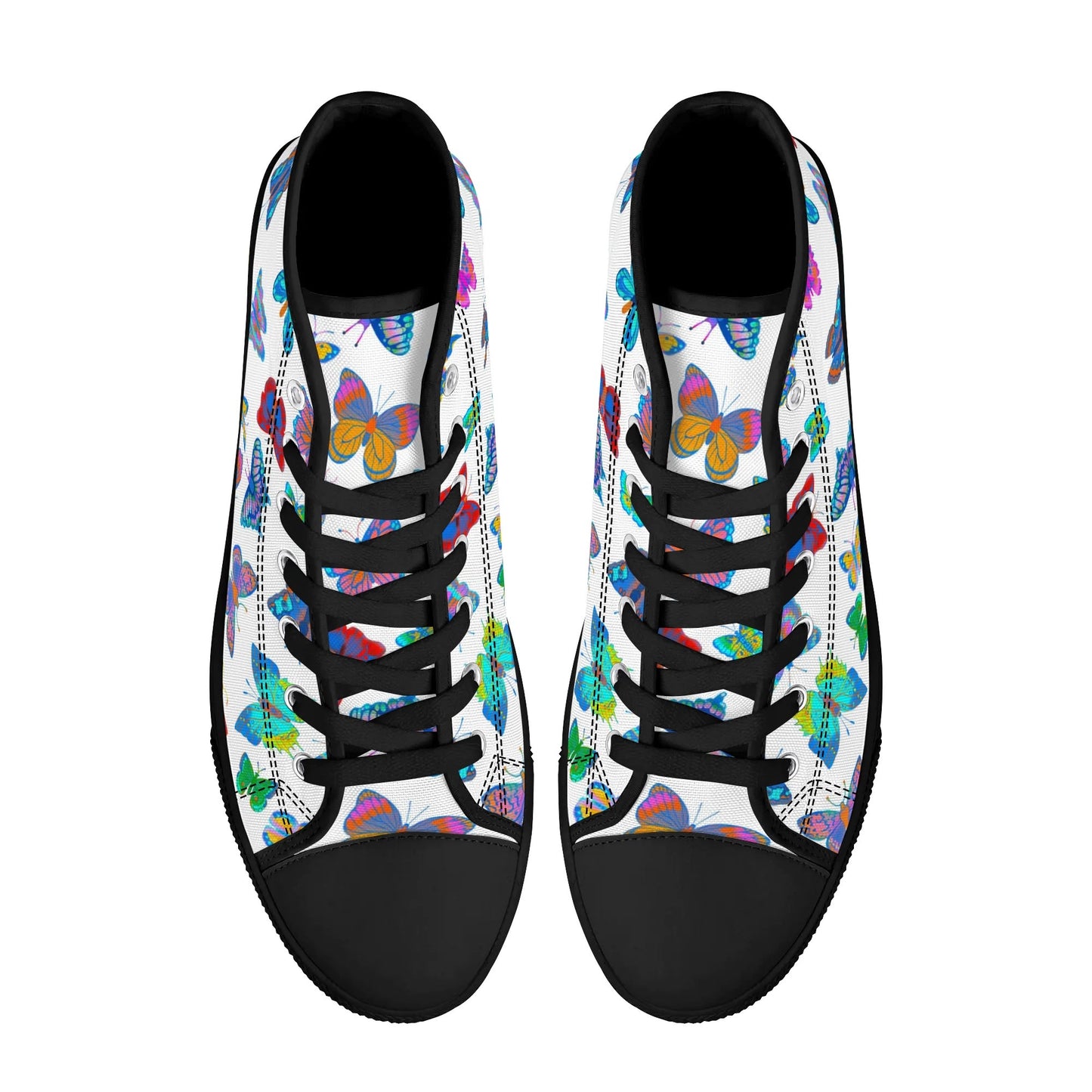 Rainbow Butterfly - Womens High Top Canvas Shoes