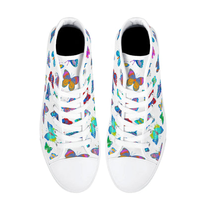 Rainbow Butterfly - Womens High Top Canvas Shoes