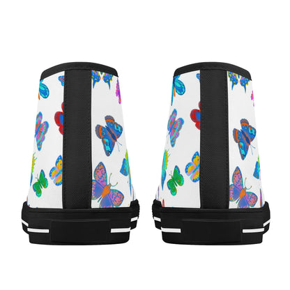 Rainbow Butterfly - Womens High Top Canvas Shoes